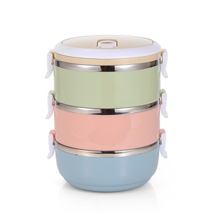Spülmaschinenfest <span class=keywords><strong>2</strong></span> / <span class=keywords><strong>3</strong></span> Schichten Mittagessen Box Layered Und Stapelbar Edelstahl Isolierte Bento Lunch Box - Product Image 2