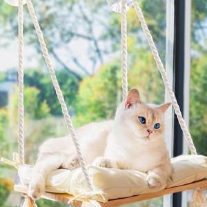 Cama de percha para gatos, 4 ventosas fuertes, hamaca para mascotas para gatos de interior - Product Image 1
