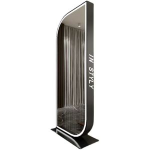 Espejo de pie LED de lujo con gabinete de acero inoxidable, mobiliario para salones de belleza, peluquerías, baños, hoteles, centros comerciales, supermercados y barberías. - Product Image 1