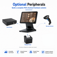 Terminal POS Táctil Capacitivo de 15.6 Pulgadas, Máquina de Caja Registradora de Escritorio Compatible con Cajón de Efectivo, Escáner, Impresora de Recibos, Hardware POS
