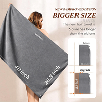 Serviette Turban en Microfibre Douce Grande Taille avec Logo Personnalisé, Ultra Absorbante, Séchage Rapide, Anti-Frisottis, pour Soin des Cheveux avec Élastique