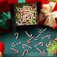Ychon 60pcs coloré noël mignon canne en bonbon ensemble accessoires de bricolage forme de canne en bonbon pour petite décoration de gâteau
