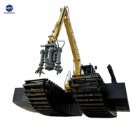 Excavatrice amphibie flottante sur pontons pour le nettoyage des rivières et des étangs, machine de dragage pour zones humides