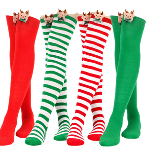 Noël nouveauté fantaisie genou chaussettes hautes femmes Slouch chaussettes pour femmes hiver bas pas cher genou chaussettes hautes pour les filles - Product Image 2