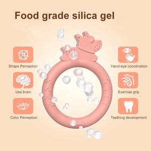 Anillo <span class=keywords><strong>de</strong></span> mordedor <span class=keywords><strong>de</strong></span> silicona <span class=keywords><strong>de</strong></span> grado alimenticio sin BPA, formas <span class=keywords><strong>de</strong></span> animales personalizadas para una dentición segura y juego sensorial - Product Image 5