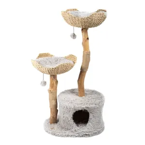 Beste Verkoop Fabriek Prijs Houten Kras Klimtoren Modieuze Deluxe Opvouwbare Luxe Sisal Huisdieraccessoires Kattenboom