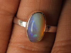 Australian Multi Fire <b>Opal</b> Gemstone Wedding <b>Ring</b>-<b>Silver</b>-October Birthstone-Solid <b>Opal</b>-11x6mm-7 US Size-Handmade Classic Party - Product Image 5