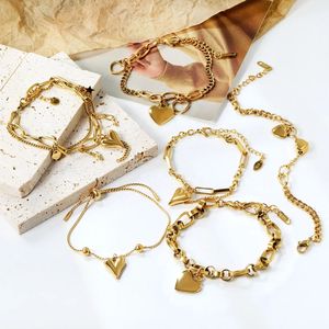 Heart Fashion Minimalist <b>Bracelet</b> Stainless Steel 18k <b>Metal</b> Unisex Gift Jewelry - Product Image 1