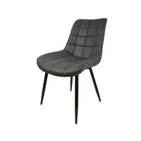 Chaise de salle à manger de luxe pour usage commercial, revêtement en tissu velours, dossier classique à carreaux, avec pieds en métal