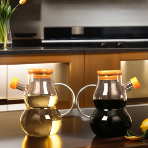 Cao Borosilicate bầu hình nấu ăn dầu thủy tinh bình với nắp gỗ và bụi che thân thiện với môi gia vị Jar - Product Image 3