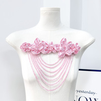 Épaulettes florales à sequins scintillants avec pompon en cristal, patch floral 3D en tissu pour vestes en jean personnalisées et tenues de soirée