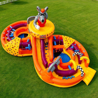 Parcours d'obstacles gonflable géant pour activités sportives de plein air, château gonflable en PVC avec toboggan, facile à assembler pour les fêtes et les événements