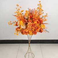 NINI Boule de fleurs ronde orange faite à la main pour fête d'anniversaire, bougeoir suspendu au plafond, centre de table de mariage, boule de fleurs de bienvenue