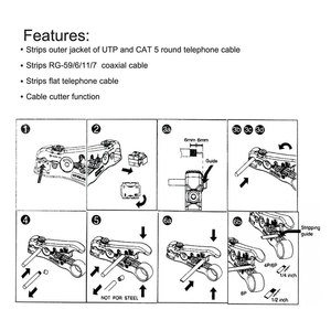 Dụng cụ cắt và bóc vỏ cáp đồng trục mạng UTP STP, dụng cụ cắt cáp đa năng, bóc vỏ cáp đồng trục RG6 <span class=keywords><strong>RG11</strong></span> RG7 - Product Image 3