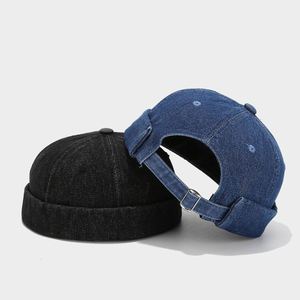 Literary Retro Wash Denim Docker <b>Hat</b> Solid Color Brimless Baseball Cap Fashion Hip Hop <b>Hats</b> - Product Image 2