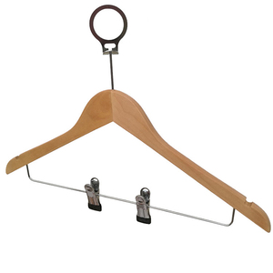 Cintre <span class=keywords><strong>antivol</strong></span> simple en métal et bois pour armoire d'hôtel, organisateur de vêtements brillant, crochets à vêtements - Product Image 1