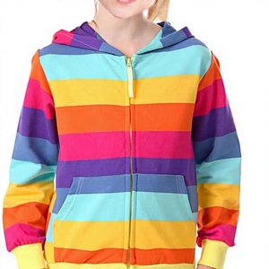 Wholesale Direct Factory OEM Girl's Full Zip Up 100% Cotton 280 GSM Sweatshirts Hooded Tie Dye Rainbow Print <b>Hoodies</b> for <b>Toddler</b> - Product Image 1