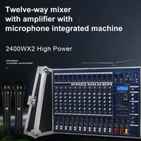 GT12M Équipement de sonorisation professionnel/amplificateurs/haut-parleur 2400W * 2 Amplificateur mélangeur haute puissance Mélangeur audio avec 2 microphones