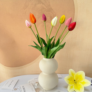 Fábrica de Flores Meiyu, Tulipán Artificial de Tallo Único, Goma Suave, Frutado Grande, Decoración para el Hogar, Accesorios para Bodas - Product Image 3