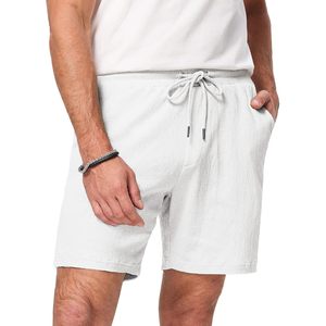 2025 <b>Men's</b> Casual 7\" Cotton Elastic Waist Drawstring Beach <b>Shorts</b> with Pockets XS Sporty Style Summer Texture Logo Decoration - Product Image 4