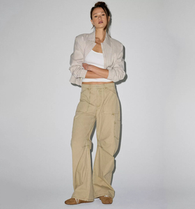 Customizable ODM High Quality <strong>Women</strong> <strong>Khaki</strong> Summer Breathable Vintage Washed Multi Flap Pocket Loose Wide Leg <strong>Cargo</strong> <strong>Pants</strong> - Product Image 4