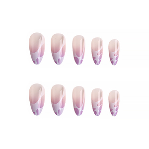 Wholesale Soft Lavender <strong>Cow</strong> <strong>Print</strong> Long Almond Press <strong>on</strong> <strong>Nails</strong> 24PCS ABS Fake <strong>Nails</strong> - Product Image 3