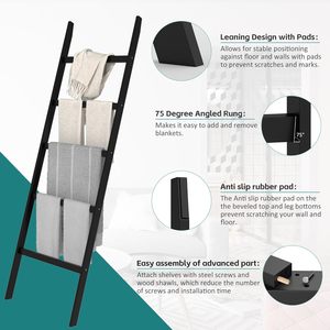 Coperta scala di bambù 5 strati <span class=keywords><strong>porta</strong></span> <span class=keywords><strong>asciugamani</strong></span> coperta trapunta portasciugamani Rack decorativo rustico fattoria scaletta per la casa - Product Image 3