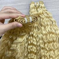 Extensions de cheveux Remy blonds ondulés européens de haute qualité, tissage double trame à la machine, non traités, 100 % cuticules alignées