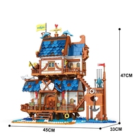 Reobrix 66007 Tienda de Pesca de la Ciudad Medieval, Escena Retro, Modelo de Casa, Ladrillos de Plástico, Juguetes de Arquitectura, 2450 Piezas, Sets de Bloques de Construcción
