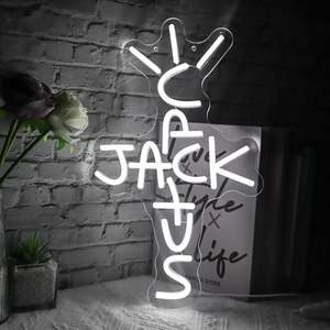 Enseigne néon <span class=keywords><strong>Jack</strong></span> <span class=keywords><strong>Cactus</strong></span> Western, chapeau de cowboy, art mural en acrylique LED, lampe à intensité variable, décoration pour homme, bar, chambre, maison, ranch, fête - Product Image 1