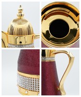 Tasse droite en verre en acier inoxydable de style arabe de luxe Dallah classique théière à café arabe flacon thermos isolé thermique