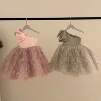 Einschultriges Abendkleid Formelles Sommer-Mädchenkleid aus Mesh-Tüll mit Pailletten, Quasten und Federn Prinzessinnen-Trägerkleid Ärmellos