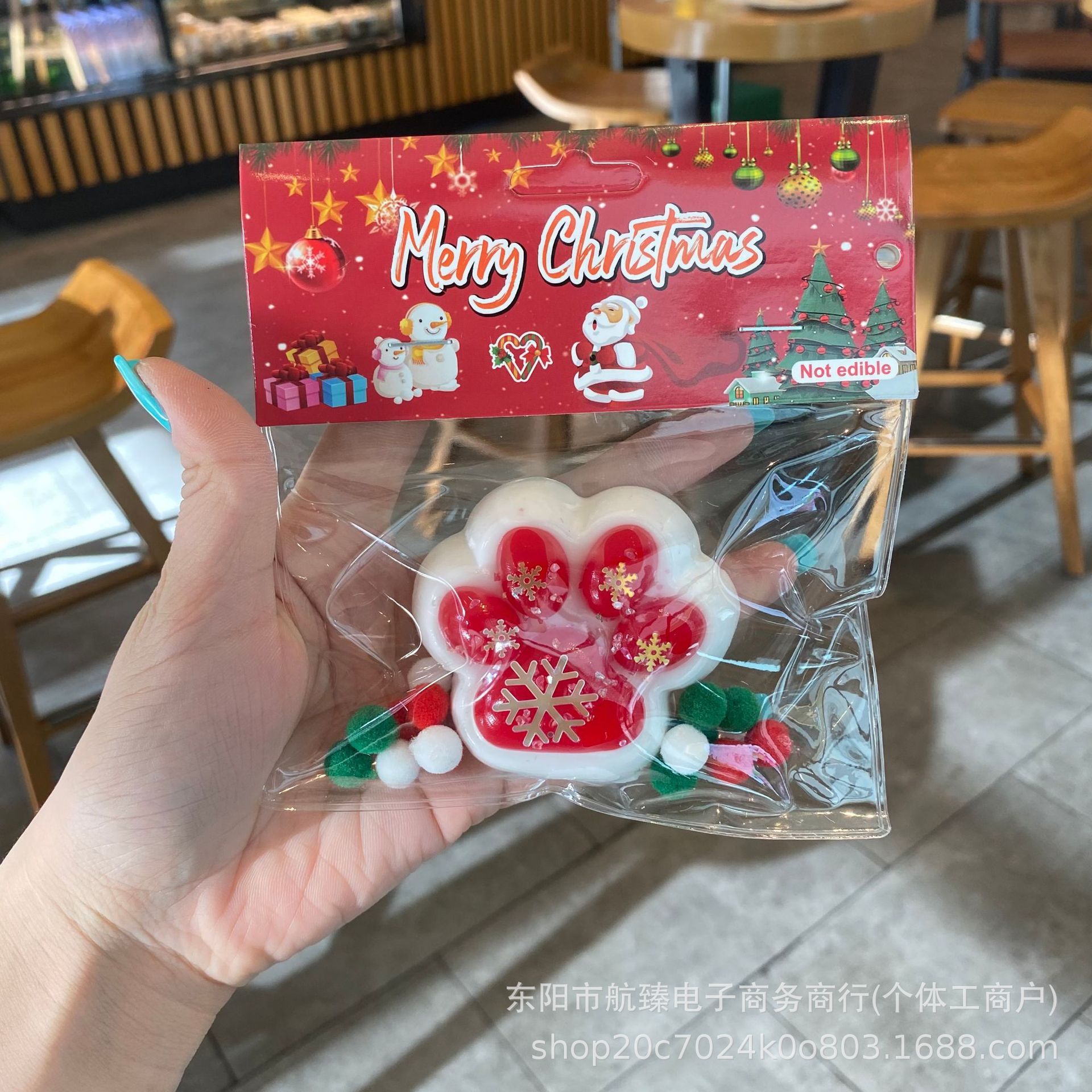 Base blanche patte de chat de Noël avec rouge