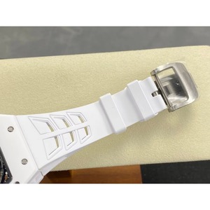 Reloj de pulsera de caucho con esfera de esqueleto de alta calidad, correa de caucho blanca, movimiento y caja de cerámica. - Product Image 4