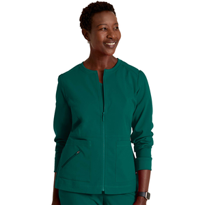 เสื้อแจ็กเก็ตพยาบาลสำหรับผู้หญิงผ้ายืดเครื่องแบบพยาบาลป้องกันริ้วรอยด้านหน้ามีซิป3กระเป๋า - Product Image 3