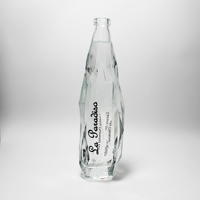 Botella de Agua de Vidrio Vacía de Alta Gama con Forma de Diamante y Tapa, 350ml 500ml 850ml, Nuevo Diseño Lujoso y Único, Transparente