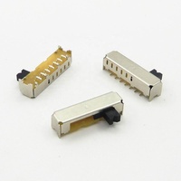 Interrupteur à glissière horizontal sans court-circuit, petite taille, DPDT, course de 2,5 mm, plaqué argent, borne à souder, 0,3 A, 30 V CC, fer KD