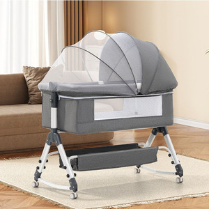<strong>Newborn</strong> Splicing Large Bed, Baby <strong>Crib</strong>, Movable <strong>Crib</strong>, Portable 2-in-1 Foldable Multifunctional BB Bed - Product Image 5