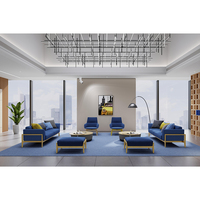 Canapé modulaire de luxe moderne, revêtement en tissu, trois places, structure en bois massif, éponge haute densité, pour bureau commercial