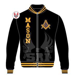 Chaqueta Masónica de Satén Personalizada para Maestro Masón |   Chaqueta Universitaria Masónica con Logotipo Bordado Personalizado para Hombre - Product Image 1