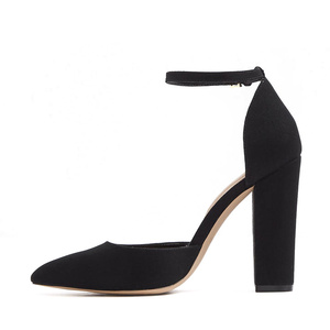 Zapatos de tacón de bloque de marca para mujer, calzado con correas de ante rosa, tacón alto de 10cm, con hebilla - Product Image 4
