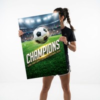 Fournitures sportives pour champions de football : Impression offset personnalisée en couleur sur papier d'art avec logo sur mesure pour la décoration d'événements sportifs en stade