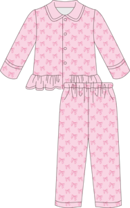 بيجامة بناتي وردية ناعمة وقابلة للتنفس بتصميم أميرة لطيف، طقم من قطعتين بأزرار وأكمام طويلة للربيع - Product Image 4