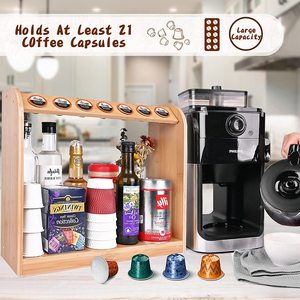 Comptoir de cuisine en bambou de grande capacité, support de capsules de stockage de dosettes de café en bois de bambou Compatible avec <span class=keywords><strong>Nespresso</strong></span> - Product Image 4