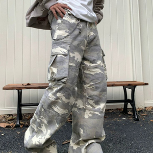 Quần Cargo ống rộng phong cách đường phố nam, chất liệu cao cấp, có túi, kiểu dáng rộng rãi, sản xuất OEM, logo tùy chỉnh. - Product Image 4