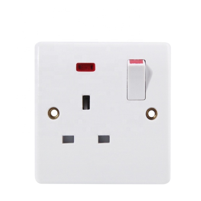 Electrical Accessories British Standard 1 Gang 13A Switched Socket With Neon/wall Switches/switches Socket