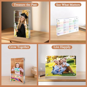 Acrylic Picture <b>Frame</b> <b>5x7</b> Clear Freestanding Double Sided Frameless Magnetic <b>Photo</b> <b>Frames</b> Desktop Display - Product Image 3