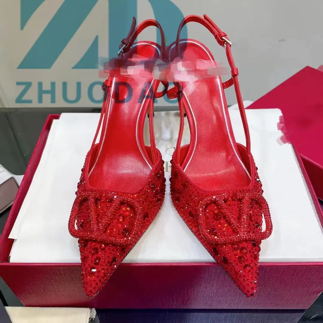 Designation strip Women famous brands dress pumps comfortable luxury stiletto shoes Wholesale 1:1 brand high heels