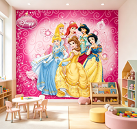 Papier peint mural 3D personnalisé de dessins animés de princesses, papier peint auto-adhésif pour chambre de filles, chambre d'enfants, décoration murale pour la maison, l'école