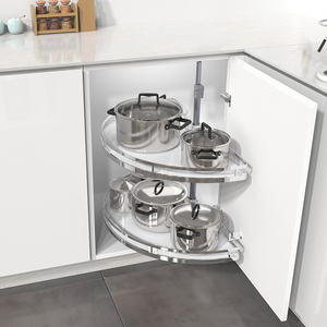 Modern 180 Degree Revolving Swivel Baskets <b>Kitchen</b> Cabinet <b>Storage</b> Lazy Pull Out In-Cabinet Installation MCRB180 Cabinet Revolvi - Product Image 2